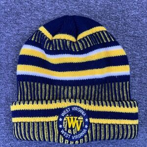 West Virginia Mountaineers Toboggan‎ Knit Beanie Cap Hat WVU Fleece Lined Logo